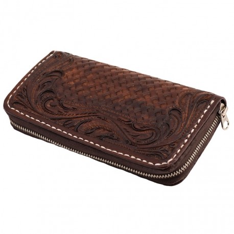 70S WALLET LONG ENGRAVED BROWN WOMAN
