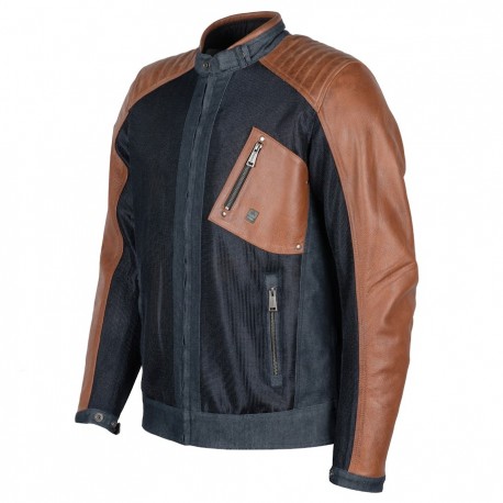 CHAQUETA HELSTONS COLT AIR MESH LEATHER AND BLUE