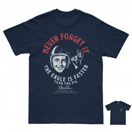 PURERACER NEVER FORGET IT NAVY BLUE T-SHIRT