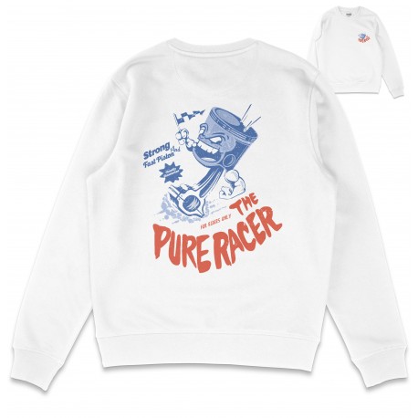 PURERACER STRONG AND FAST PISTON VINTAGE WHITE SWEATSHIRT